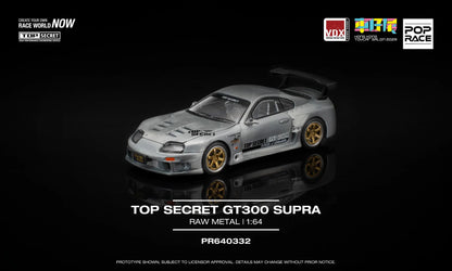 Pop Race 1/64 Hong Kong Toycar Salon Exclusive Top Secret GT300 Toyota Supra Raw Metal