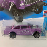 Hot Wheels 1/64 ‘55 Chevy Bel Air Gasser Purple - Damaged Card
