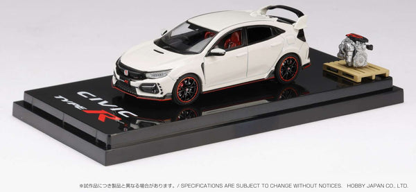 Hobby Japan 1/64 Honda Civic TYPE R (FK8) 2020 with Engine Display Model Championship White