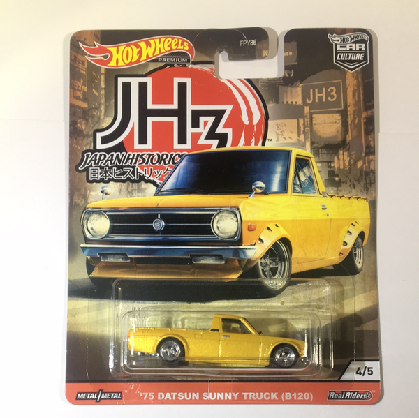 Hot Wheels Car Culture ‘75 Datsun Sunny Truck B120 (Japan Historics 3) Yellow - Damaged Card