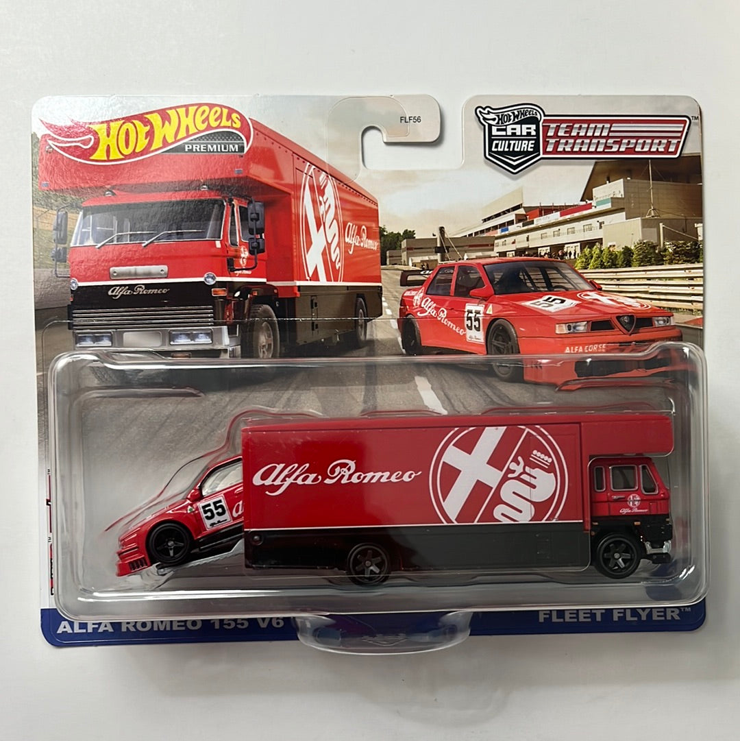 Hot Wheels 1/64 Car Culture Team Transport Alfa Romeo 155 V6 Ti w/ Fleet Flyer