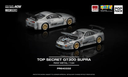 Pop Race 1/64 Hong Kong Toycar Salon Exclusive Top Secret GT300 Toyota Supra Raw Metal