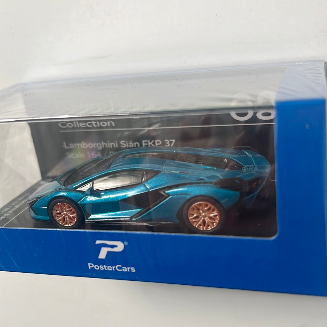 PosterCars 1/64 Lamborghini Sián FKP 37 Blu Uranus Hypercar League Collection
