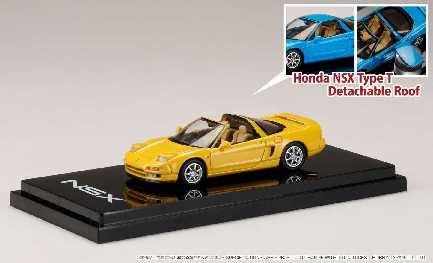 Hobby Japan 1/64 Honda NSX Type T with Detachable Roof Indy Yellow Pearl