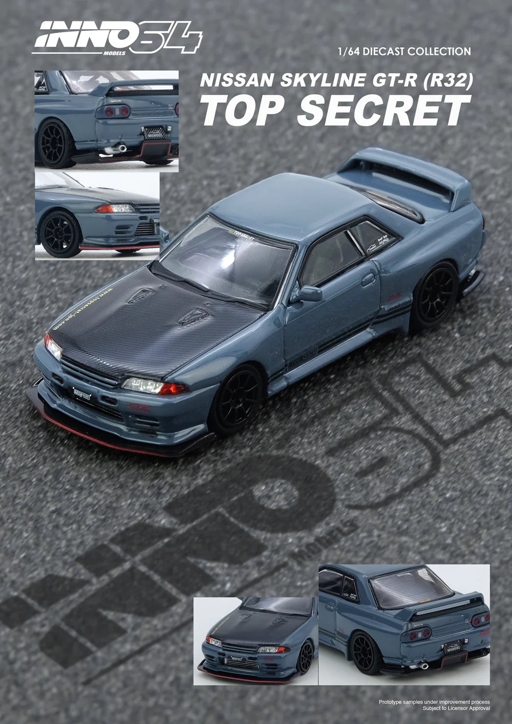 Inno64 1/64 Top Secret Nissan (R32) GT-R Steatlh Grey