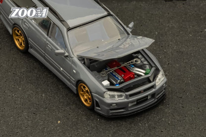 1/64 Zoom Nissan Stagea R34 Grey