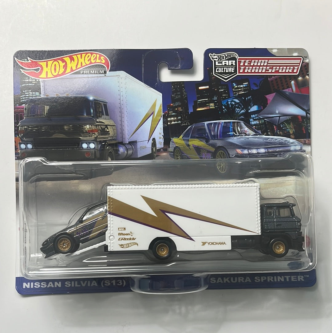 Hot Wheels Car Culture Team Transport Nissan Silvia S13 w/ Sakura Sprinter - Damaged Box