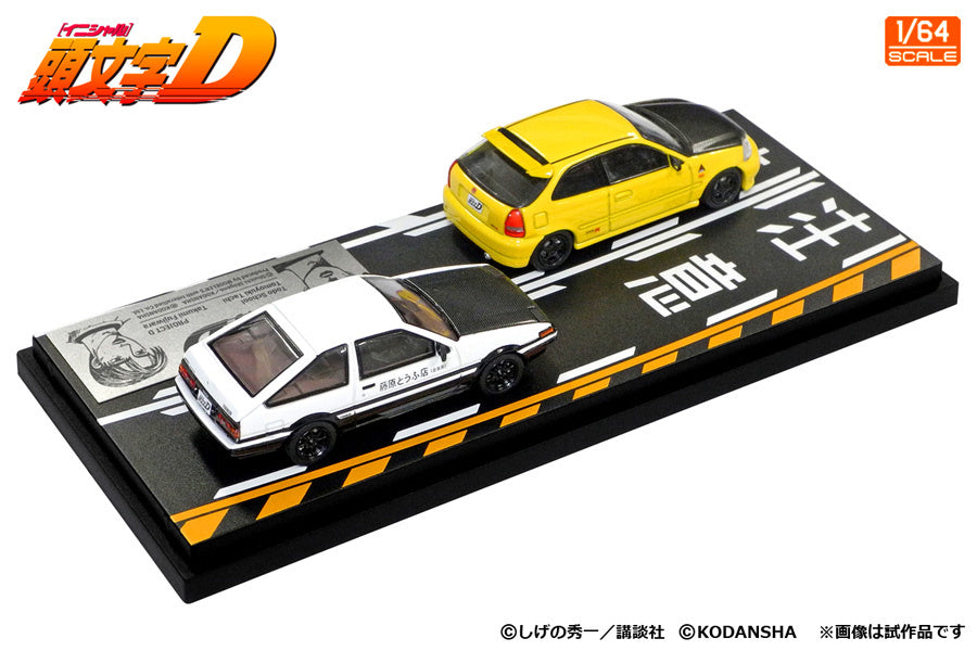 1/64 Modeler's Initial D Set Vol.12 Tomoyuki Tachi Todo Shokai Honda Civic (EK9) & Takumi Fujiwara Toyota AE86