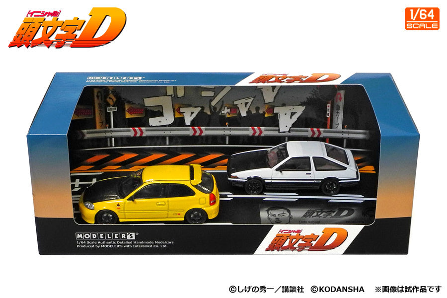 1/64 Modeler's Initial D Set Vol.12 Tomoyuki Tachi Todo Shokai Honda Civic (EK9) & Takumi Fujiwara Toyota AE86