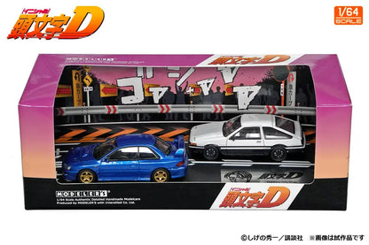 Modeler's 1/64 Initial D Set Vol.22 Takumi Fujiwara Toyota Trueno (AE86) & Bunta Fujiwara Subaru Impreza (GC8) - MD64222