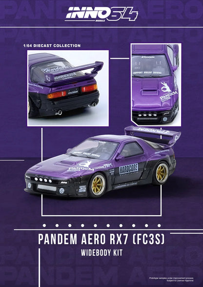 Inno64 1/64 Mazda RX-7 (FC3S) 'Pandem Rocket Bunny' Purple & Black