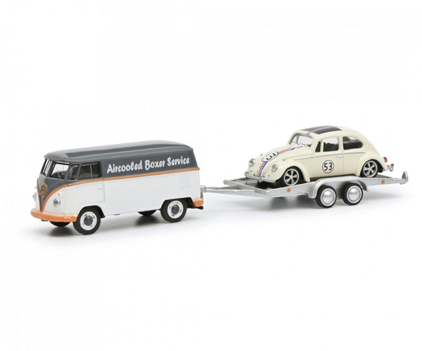 Schuco 1/64 Volkswagen T1 + Trailer & Volkswagen Beetle #53 ''Herbie'' Lowrider