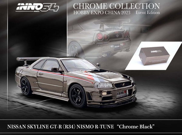 Inno64 1/64 Nissan Skyline GT-R (R34) Nismo R-Tune Hobby Expo China 2023 Event Edition Black Chrome