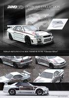 Inno64 1/64 Nissan Skyline GT-R (R34) Nismo R-Tune Hobby Expo China 2023 Event Edition Silver Chrome - Damaged Box