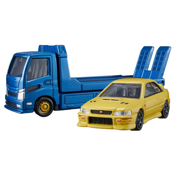 Tomica Premium 1/64  transporter Subaru Impreza WRX Type R STi version Yellow & Blue