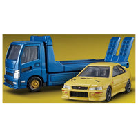 Tomica Premium 1/64  transporter Subaru Impreza WRX Type R STi version Yellow & Blue