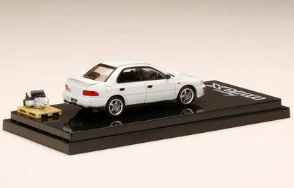 Hobby Japan 1/64 Subaru Impreza WRX (GC8) 1992 Feather White w/ Engine Display Model