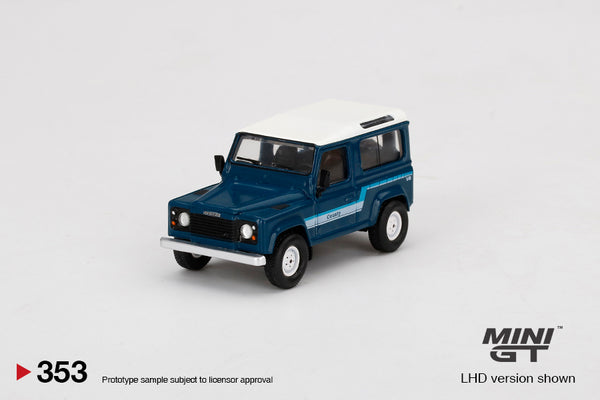 Mini GT 1/64 Mini GT Land Rover Defender 90 County Wagon Stratos Blue - Damaged Box