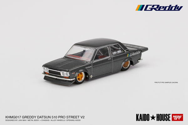 Mini GT Kaido House Datsun 510 Pro Street Greddy Gun Metal Grey