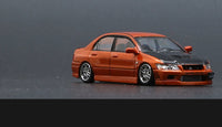 BM Creations 1/64 Mitsubishi Lancer Evolution VII Custom Orange w/ Decals & Extra Wheels