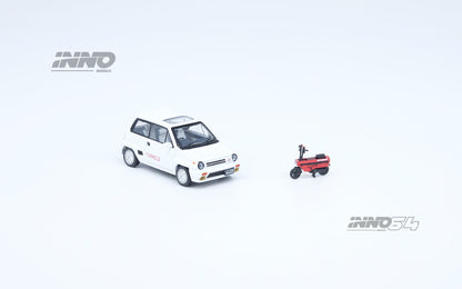 Inno64 1/64 Honda City Turbo II White w/ Red Motocompo