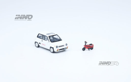 Inno64 1/64 Honda City Turbo II White w/ Red Motocompo