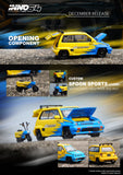 Inno64 1/64 Honda City Turbo II Spoon Sports w/ Motocompo Yellow & Blue - Damaged Car