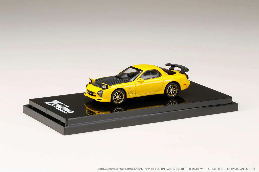 Hobby Japan 1/64 Efini Mazda RX7 FD3S A-Spec GT Wing Suburst Yellow