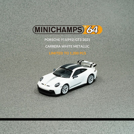 Minichamps 1/64 Porsche 911 (992) GT3 Carrera White Metallic