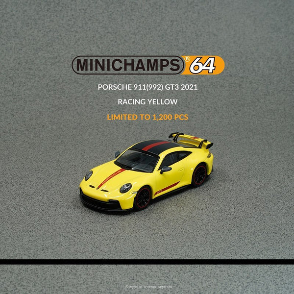 Minichamps 1/64 Porsche 911 (992) GT3 Racing Yellow