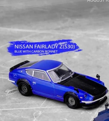 Inno64 1/64 Nissan Fairlady Z 240Z (S30) Blue With Carbon Hood