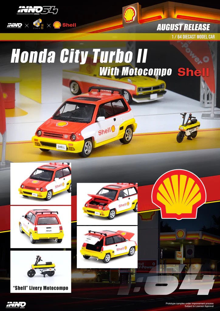 Inno64 1/64 Shell Honda City Turbo II w/ Motocompo