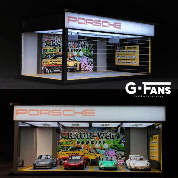 G Fans 1/64 Porsche Car Service Center Diorama w/ LED Lights (710005)