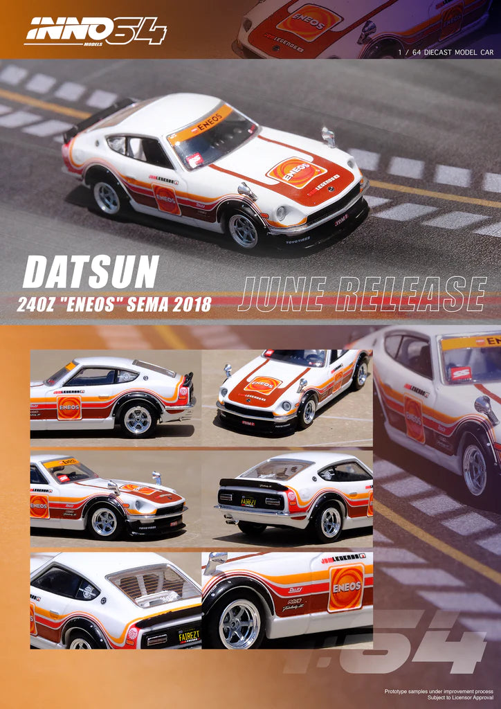 Inno64 1/64 Datsun 240Z "ENEOS" Sema 2018 White & Red