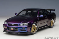 AUTOart 1/18 Nissan Skyline GT-R (R34) V-Spec ll Midnight Purple lll (Composite Model Car)