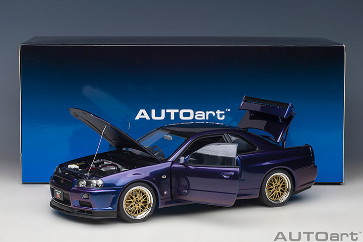 AUTOart 1/18 Nissan Skyline GT-R (R34) V-Spec ll Midnight Purple lll (Composite Model Car)