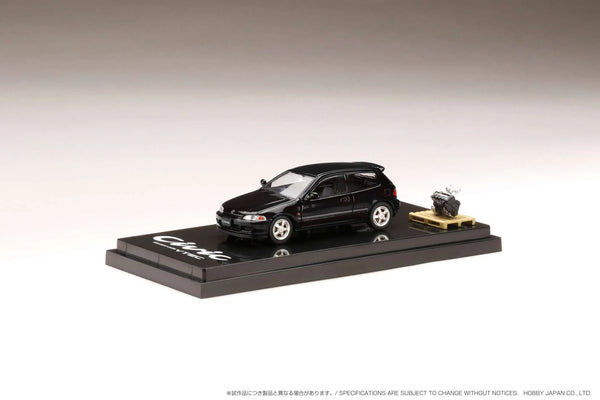 Hobby Japan 1/64 Honda Civic (EG6) SiR-S Granada Black Pearl w/ Engine Display Model