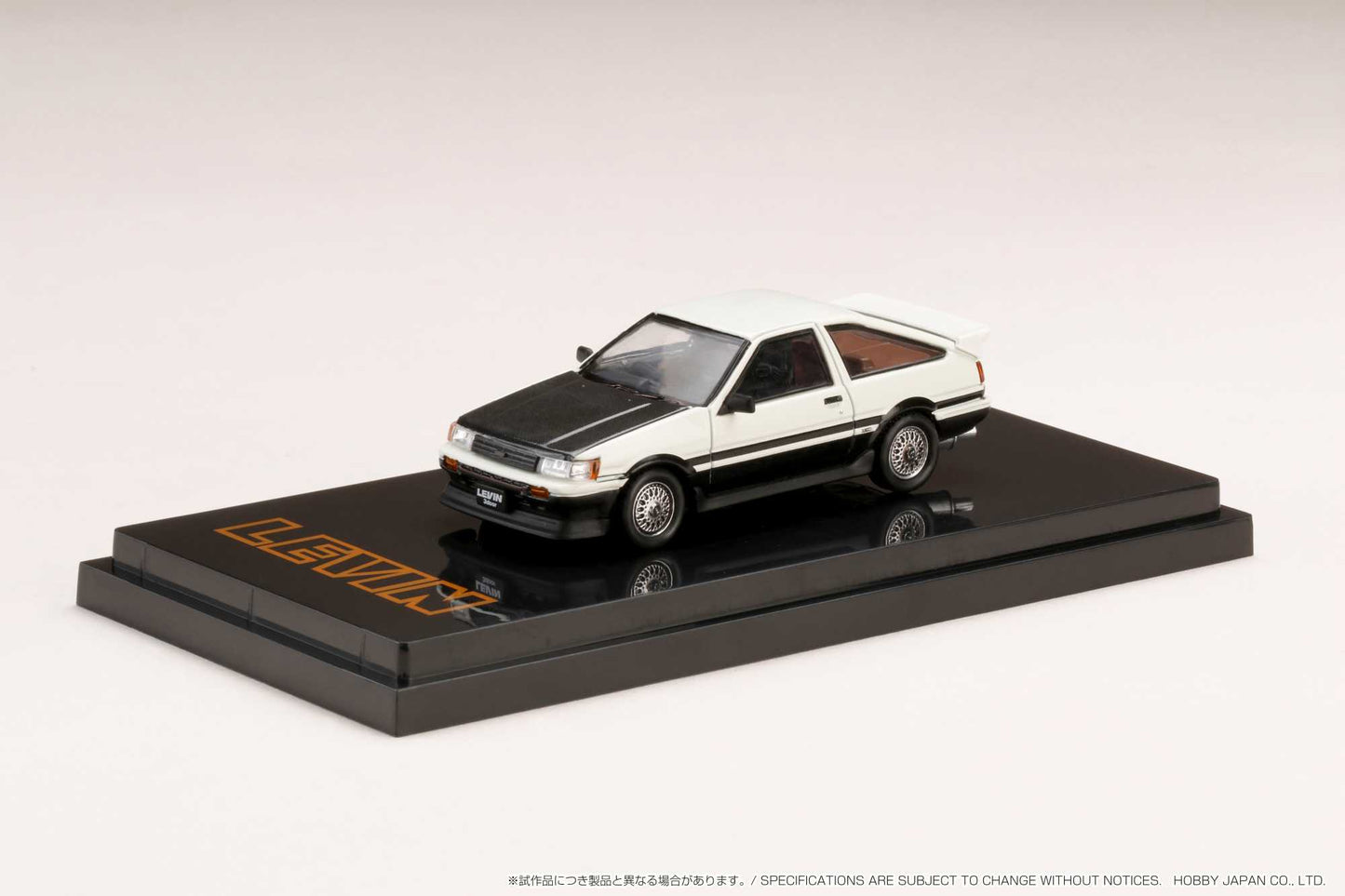 Hobby Japan 1/64 Toyota Corolla Levin AE86 3 Door Customized Ver. w/ Carbon Bonnet (White & Black 2 Tone)