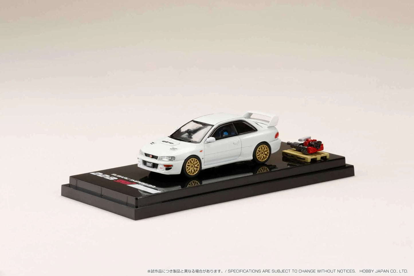 Hobby Japan Subaru Impreza 22B STi Version GC8 Fether White w/ EJ22 engine display model