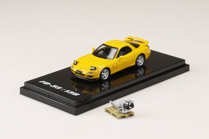 Hobby Japan 1/64 Mazda RX-7 (FD3S) Type RS W/ Engine Display Model Sunburst Yellow - Damaged Box