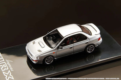 Hobby Japan 1/64 Subaru Impreza WRX (GC8) 1992 Light Silver Metallic w/ Engine Display Model