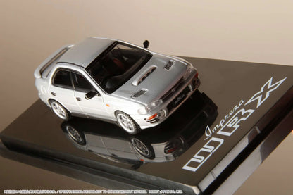 Hobby Japan 1/64 Subaru Impreza WRX (GC8) 1992 Light Silver Metallic w/ Engine Display Model