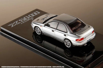 Hobby Japan 1/64 Subaru Impreza WRX (GC8) 1992 Light Silver Metallic w/ Engine Display Model