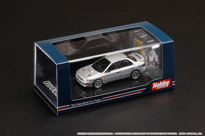 Hobby Japan 1/64 Subaru Impreza WRX (GC8) 1992 Light Silver Metallic w/ Engine Display Model