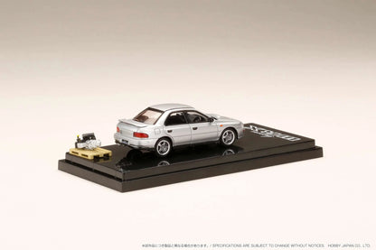 Hobby Japan 1/64 Subaru Impreza WRX (GC8) 1992 Light Silver Metallic w/ Engine Display Model