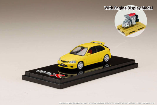 Hobby Japan Honda Civic Type R (EK9) Sunlight Yellow w/ Engine Display Model