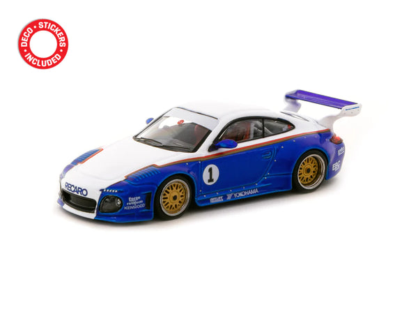 Tarmac Works Hobby64 1/64 Old & New Porsche 997 Blue / White