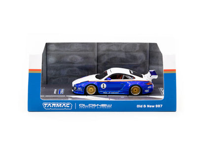 Tarmac Works Hobby64 1/64 Old & New Porsche 997 Blue / White