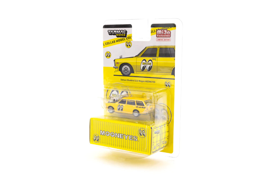 Tarmac Works Global64 1/64 Datsun Bluebird 510 Wagon MOONEYES - MIJO Exclusives Limited Edition Yellow