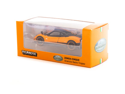 Tarmac Works Global64 1/64 Pagani Zonda Cinque Arancio Saint Tropez Orange & Black